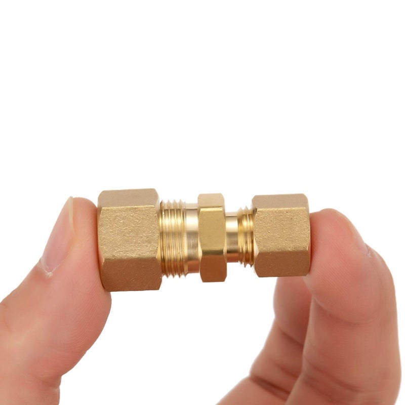 Litorange 3 Pack Metals Brass Tube Fitting Fuel Brake Line Adapter Compression Union 3/8" x 1/4" Tube OD - Image 1